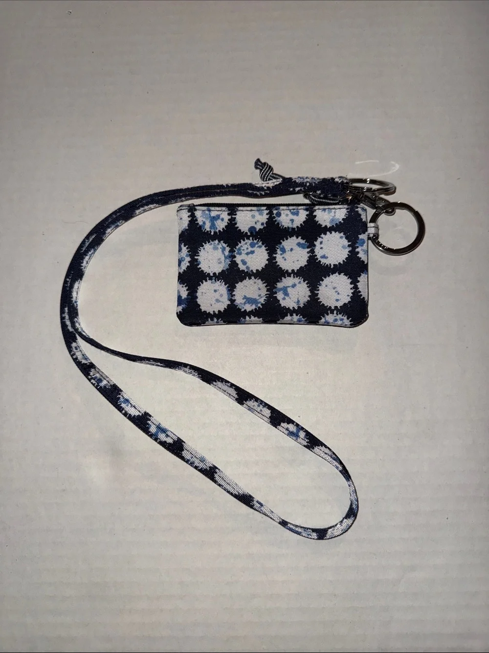 Vera Bradley Navy Blue and White Lanyard Cardholder